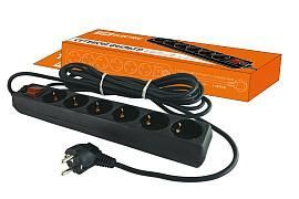 Сетевой фильтр СФ-06В выключатель, 6 гнезд, 5 метров, с заземлением, ПВС 3х1мм2 16А/250В SQ1304-0013 TDM от поставщика КабельСпецСтрой