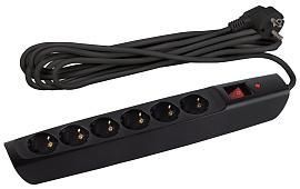 Фильтр сетевой с надежной защитой с заземлением с выключателем 6 розеток 4м 10А черный SFX-6es-4m-B Б0044026 ЭРА от поставщика КабельСпецСтрой