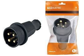 Вилка кабельная прямая каучук 3Р+РЕ 32А 380В IP44 SQ0612-0006 TDM от поставщика КабельСпецСтрой