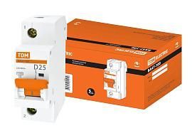 Выключатель автоматический 25А 1П однополюсный характеристика D 10кА ВА47-100 SQ0207-0004 TDM от поставщика КабельСпецСтрой