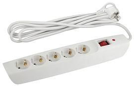 Фильтр сетевой с надежной защитой с заземлением с выключателем 5 розеток 2м 10А белый SFX-5es-2m-W Б0044019 ЭРА от поставщика КабельСпецСтрой